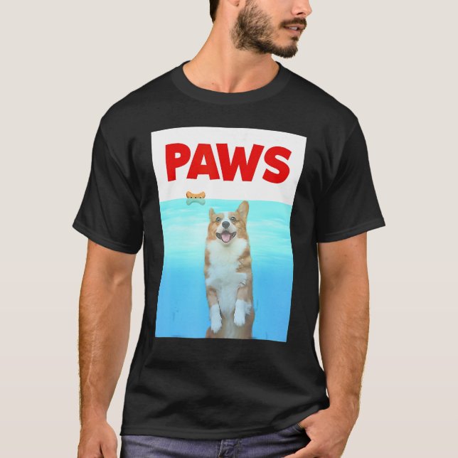 Paws Dog Parody 80s Corgi Shark Dog T-Shirt (Front)