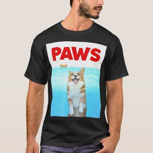 Paws Dog Parody 80s Corgi Shark Funny Dog Gift  T_Shirt