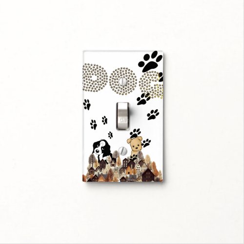 Paws Dogs Puppy Village Prints Pet  Light Switch Cover