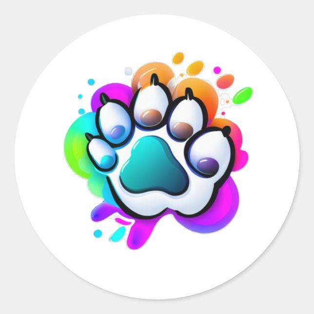 Paws Emoji Colorful Splash Sticker (Front)