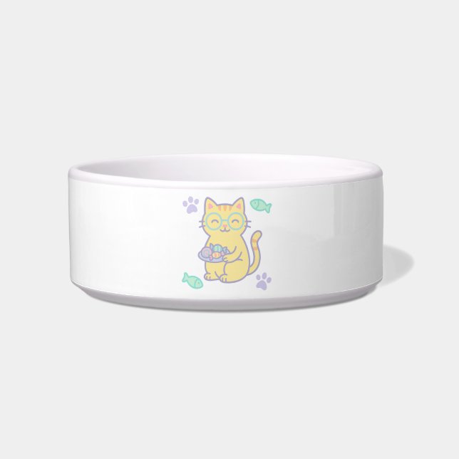 Paws & Fins – Pastel Doodle Delight Bowl (Front)