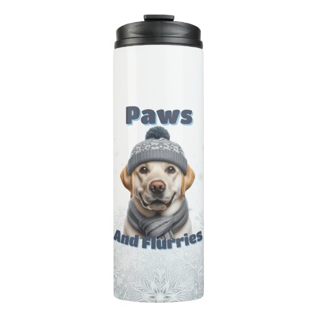 Paws & Flurries Winter Dog  Thermal Tumbler (Front)