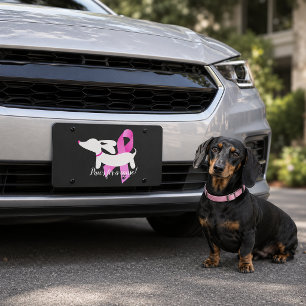 Paws for a cause Breast Cancer Dachshund License Plate