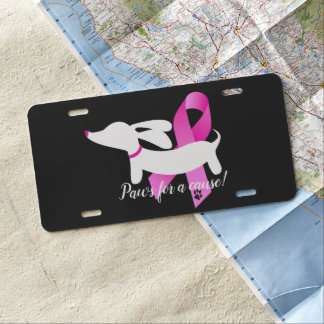 Paws for a cause | Breast Cancer | Dachshund License Plate