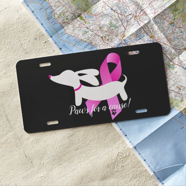 Paws for a cause | Breast Cancer | Dachshund License Plate (In Situ)