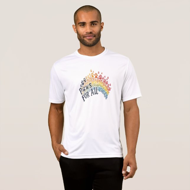 Paws for All – Rainbow Paw Print Unity  T-Shirt (Front Full)