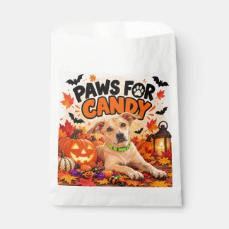 Paws for Candy Cute Halloween Dog and Pumpkins Favor Bag
