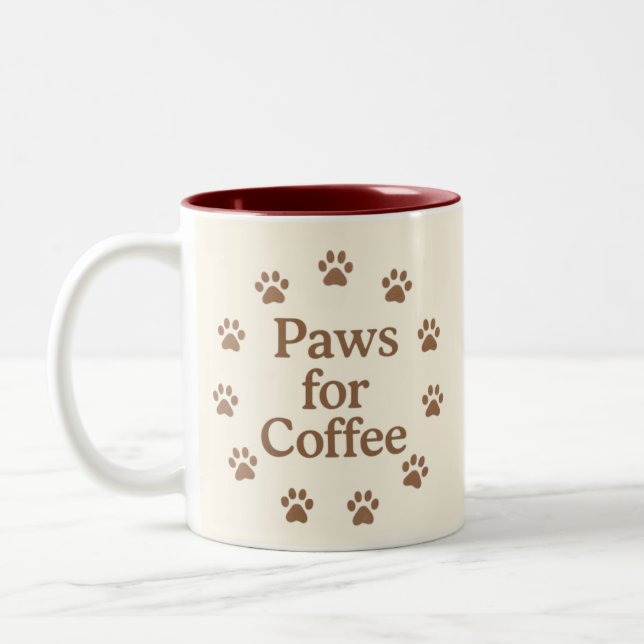 Paws for Coffee Two-Tone Coffee Mug (Left)