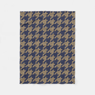 Paws-for-Houndstooth Fleece Blanket (Navy/Butter)