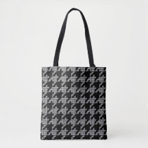 Paws-for-Houndstooth Tote Bag (Black/White)