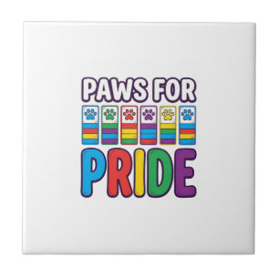 Paws for Pride Rainbow Paw Print Pet Lover Shirt_1 Ceramic Tile