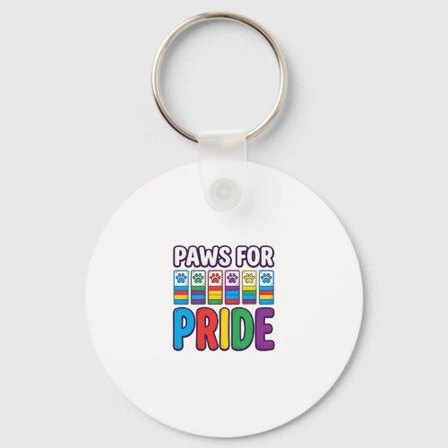 Paws for Pride Rainbow Paw Print Pet Lover Shirt_1 Keychain