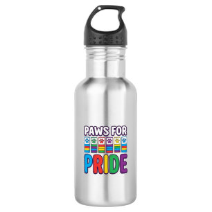 Paws for Pride Rainbow Paw Print Pet Lover Shirt_1 Stainless Steel Water Bottle