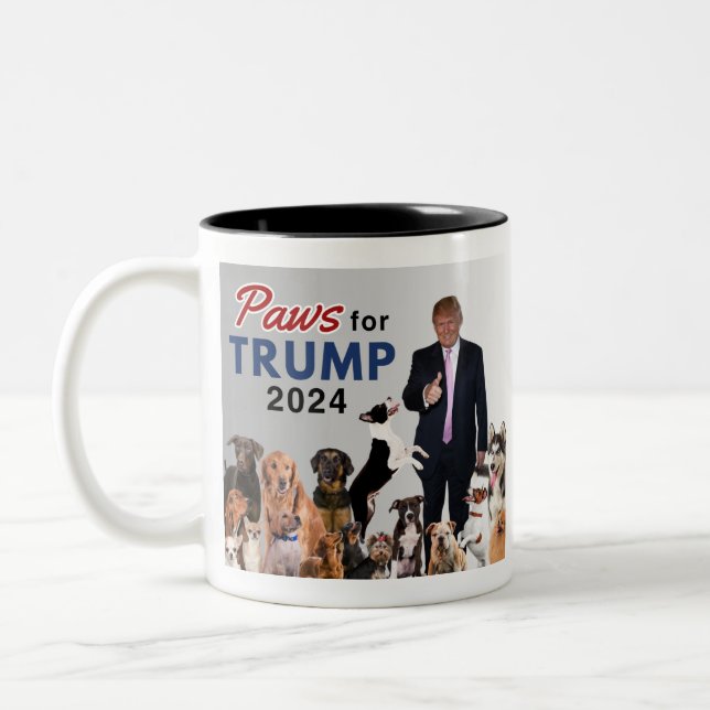 "Paws For Trump" Two-Tone Coffee Mug Trump 2024 (Left)