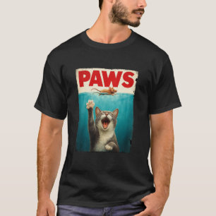 PAWS Funny Cat and Mouse Parody Poster – Cute Vint T-Shirt