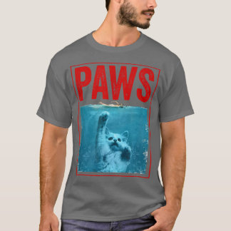 PAWS Funny Cat KittenFor Shark And Cat Lovers  T-Shirt