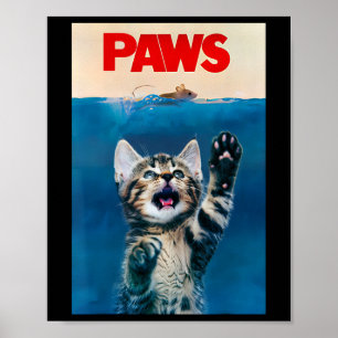 Paws Funny Cat Parody Cat Lover Gift Kitten Shark Poster