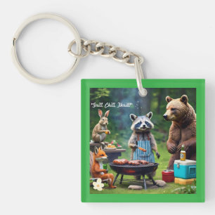 "Paws & Grill" Keychain