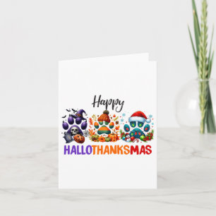 Paws Happy Hallothanksmas Halloween Thanksgiving C Card