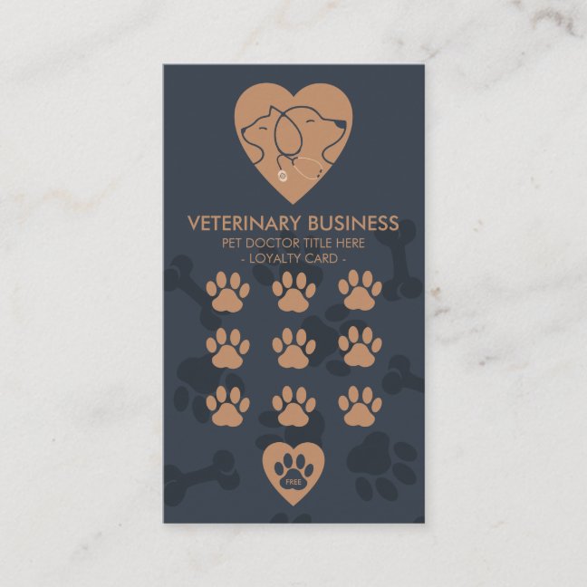 Paws Heart Stethescope Pet Doctor Veterinary Loyalty Card