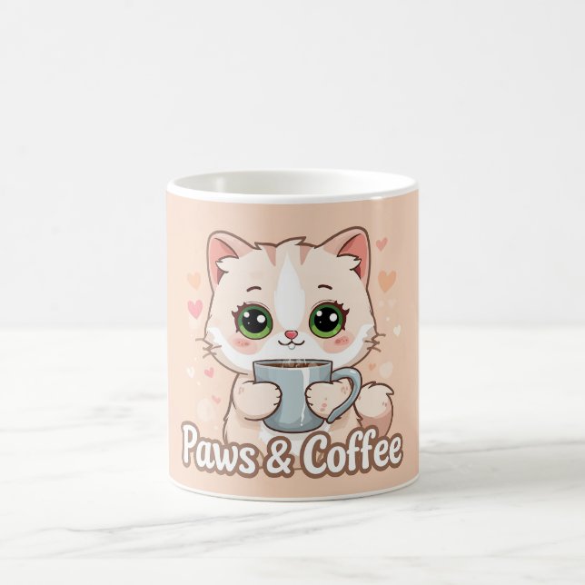 Paws, Hearts, & Hot Coffee: The Kawaii Kitty's Coffee Mug (Center)