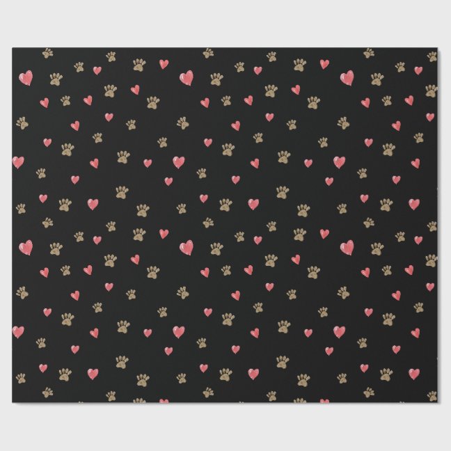 Paws Hearts Wrapping Paper