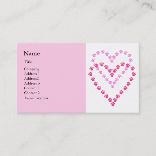 Customizable Paws Here Business Card Pink Paw Prints