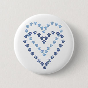 Paws Here Button Pin Heart Shaped Paw Prints