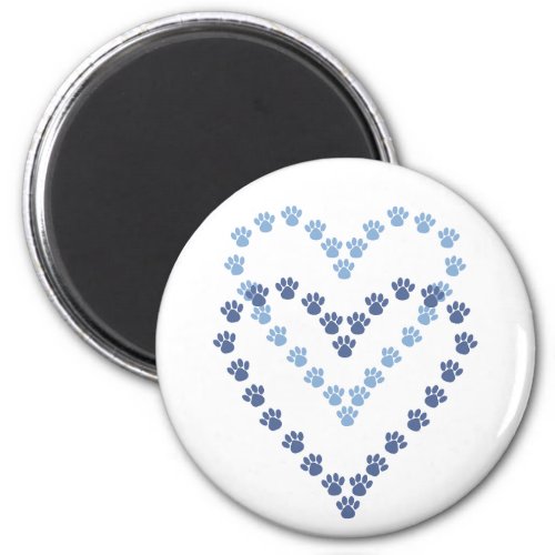 Paws Here  Heart Shaped Paw Prints Magnet