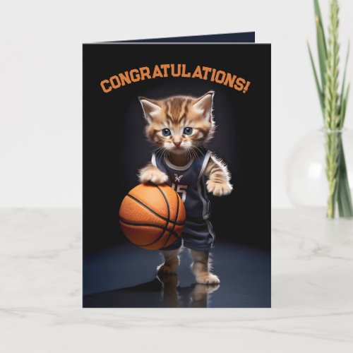 Paws  Hoops _ Kitten Basketball Thank You Card