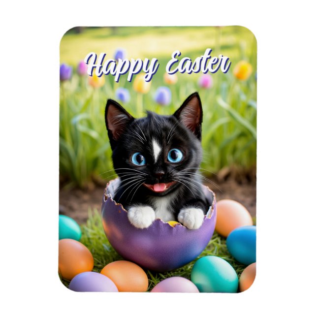 Paws in a Pod: Felini’s Egg-stra Cozy Nest Magnet (Vertical)