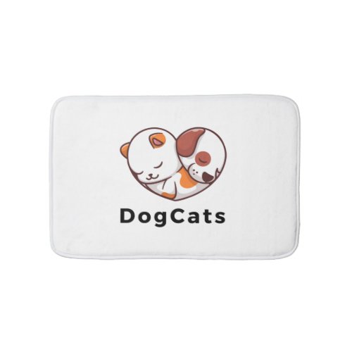 Paws in Harmony _ Dog and Cat Love in a Heart   Bath Mat