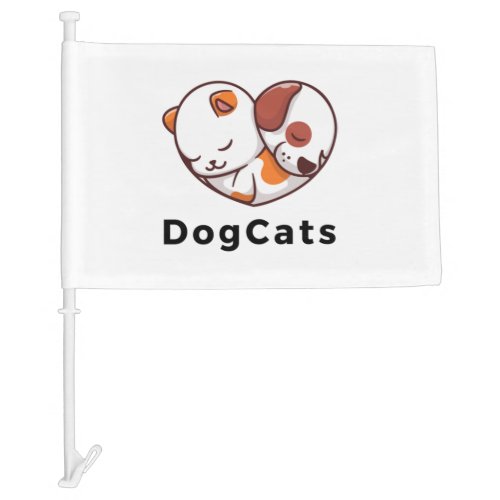 Paws in Harmony _ Dog and Cat Love in a Heart   Car Flag