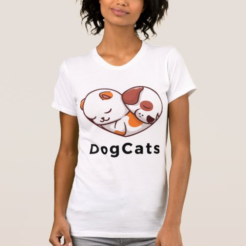 Paws in Harmony _ Dog and Cat Love in a Heart   T_Shirt