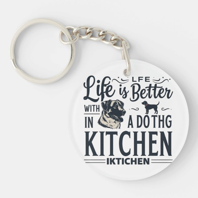 Paws In Kitchen Keychain (Front)