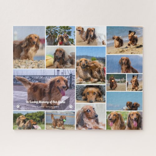 Paws In Loving Memory Dog Photo Collage Memorial Jigsaw Puzzle