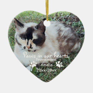 Paws in our Hearts Photo Pet Memorial,Custom Ceramic Ornament