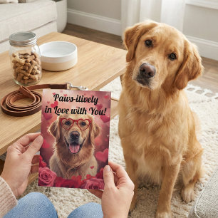 Paws-itively in Love Golden Retriever Valentine's Card