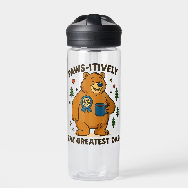 Paws-itively the Greatest Dad Bear Water Bottle (Front)
