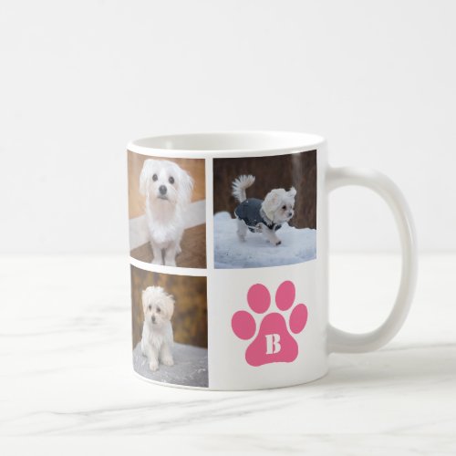 Paws Monogrammed 6 Photo Collage Best Dog Ever Coffee Mug