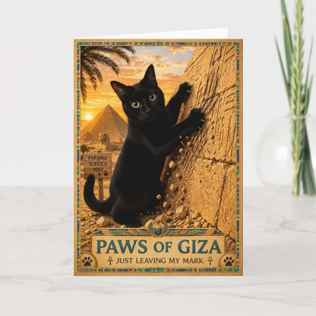 Paws of Giza (Black Cat) Card (Front)