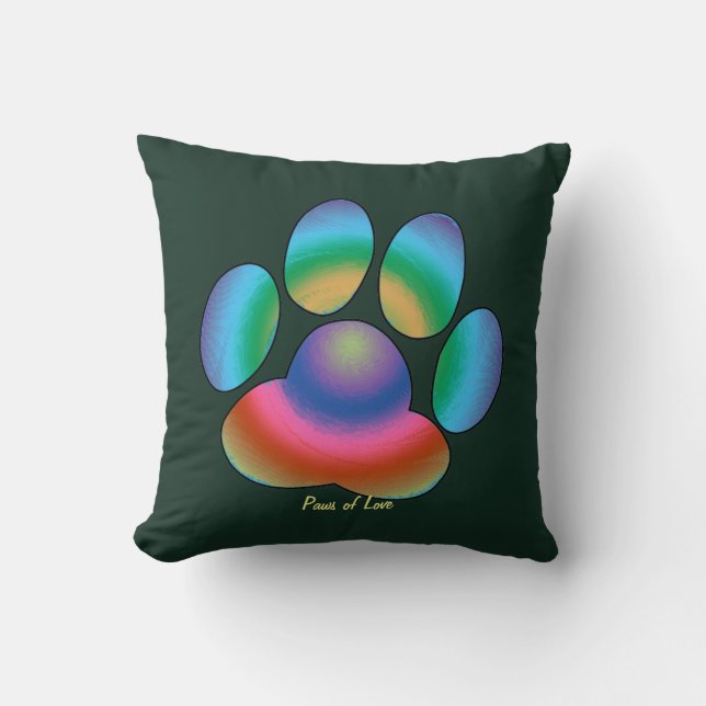 Paws of Love Throw Pillow (Front)