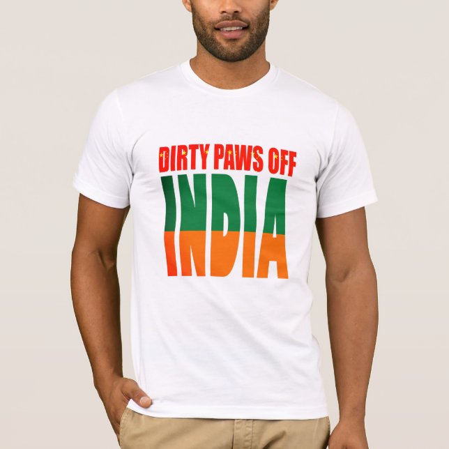 Paws Off India T-Shirt - Patriotic Mens Tee (Front)