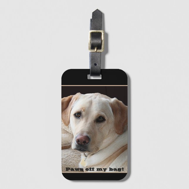 Paws Off My Bag Yellow Lab Retriever Luggage Tag (Front Vertical)