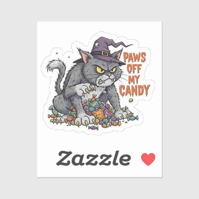 Paws Off My Candy – Fierce Halloween Cat  Sticker (Sheet)