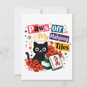Paws off My Mahjong Tiles Black Cat Thank You Card