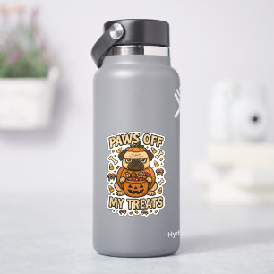 Paws Off My Treats Grumpy Pug Pumpkin Halloween Sticker