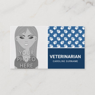 Paws On Blue &amp; Your Own Photo Animal Veterinarian Business Card