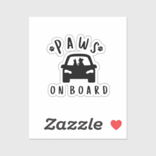 Paws on Board Cute Pet Lover Car  Sticker