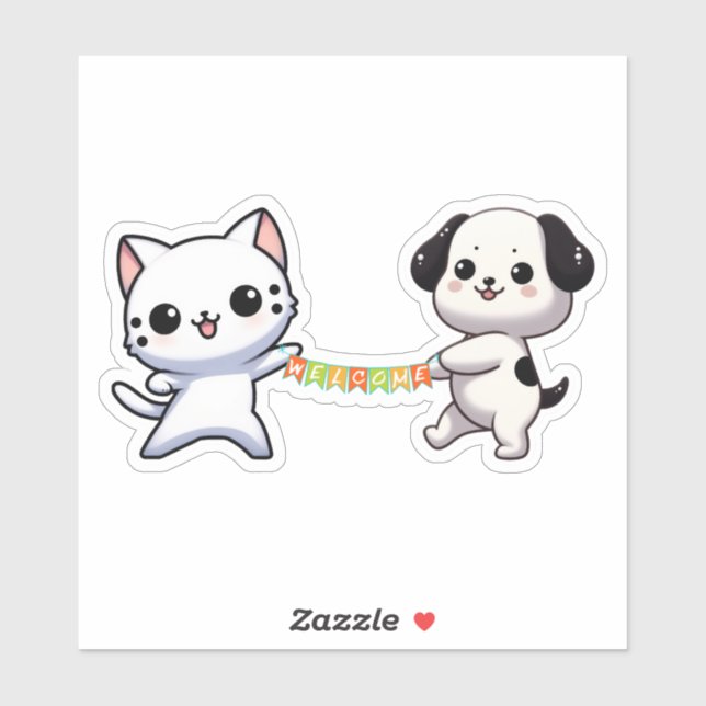 Paws & Pals: A Cheerful Welcome Sticker (Sheet)